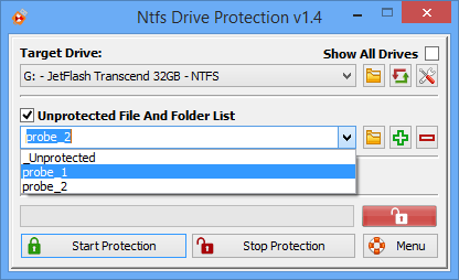 Drive Protection Folder List