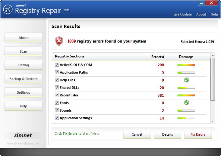 Simnet Registry Repair 3 5