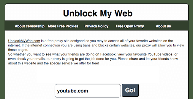 Unblock My Web screenshot