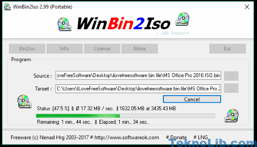 WinBin2Iso- interface