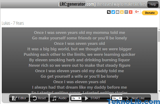 online lyrics maker LRC Generator