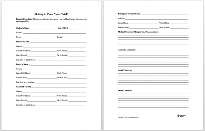 Student Info Template