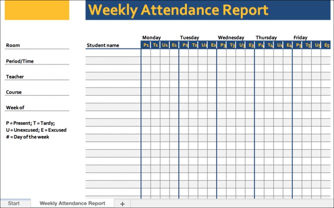 Weekly Attendance Template