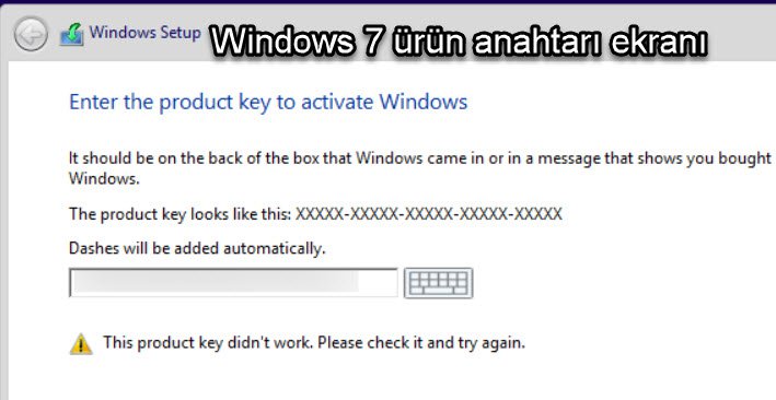 Windows 7 Ürün Anahtarı Ekranı 1