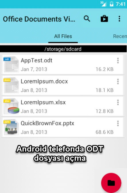 Android telefonda ODT dosyası açma
