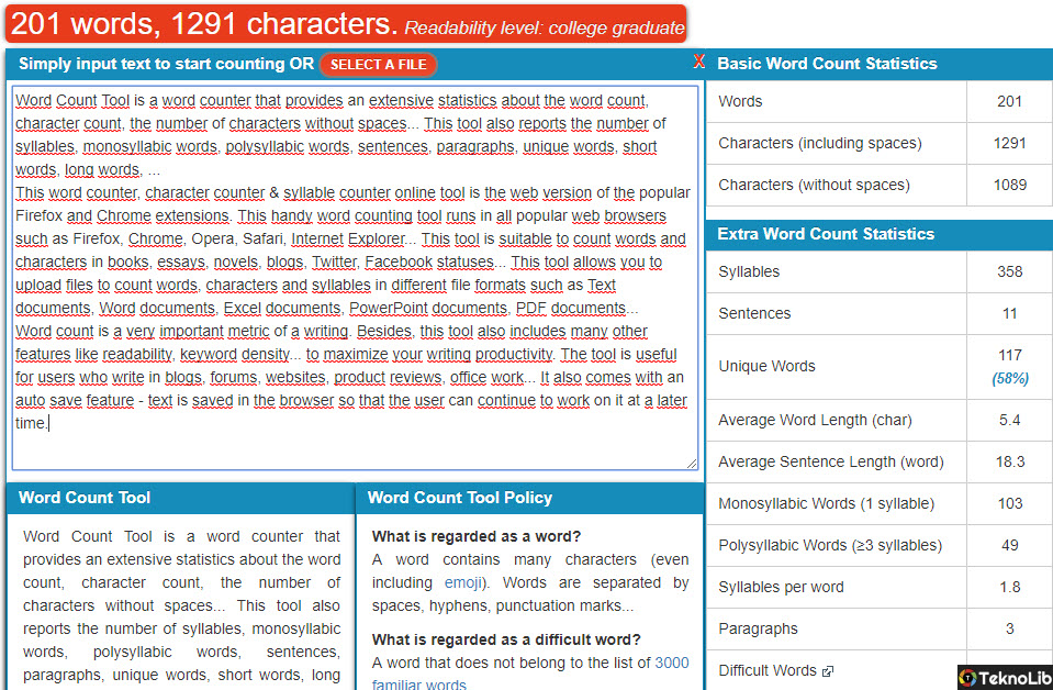 en iyi karakter kelime sayma siteleri kac karakter hesaplama teknolib