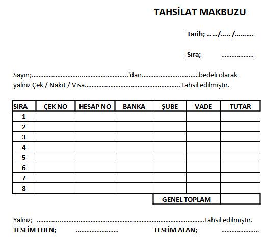 Excel Tahsilat Makbuzu Ornegi 1